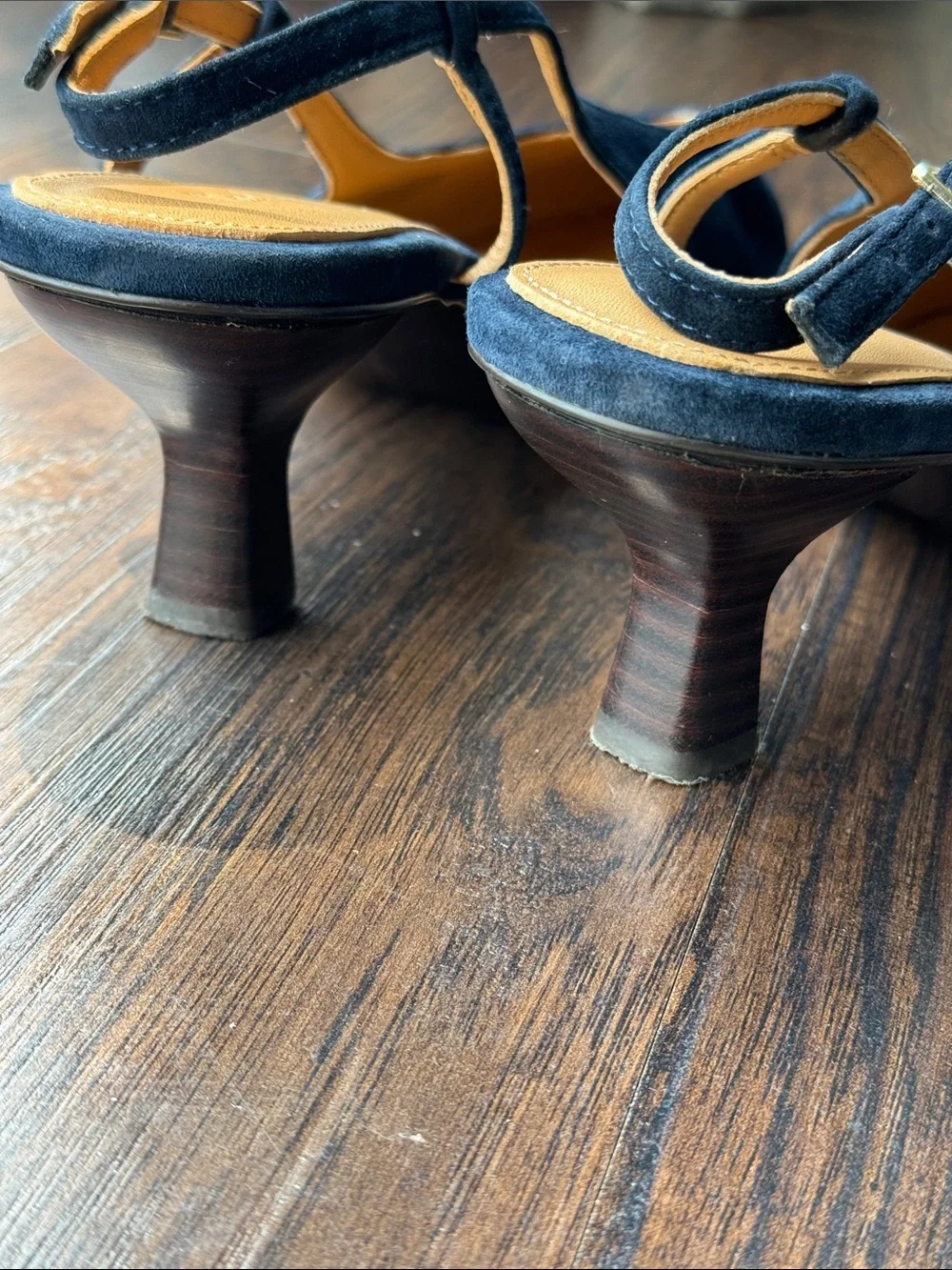 Madewell Navy Suede Pointed Slingback Low Heel with Buckle